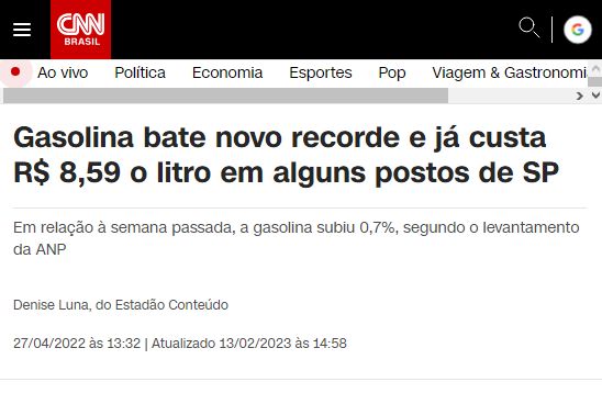 Gasolina em 2022